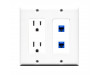 Placa Tapa Contacto Eléctrico Duplex + 2 Cat6 Cople ABS
